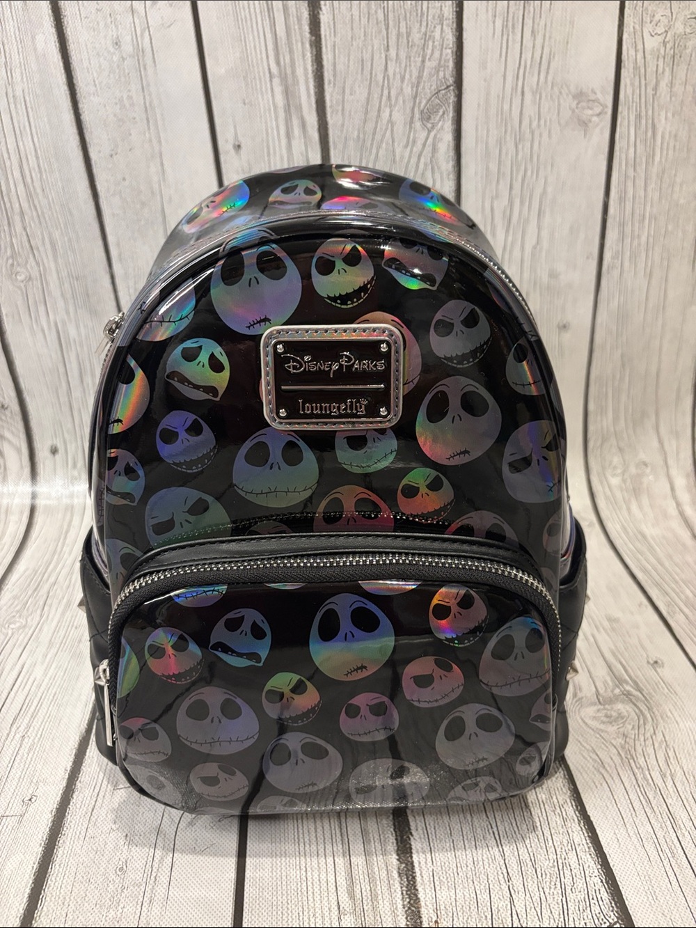 Loungefly DisneyParks  Black Holographic Jack Skellington Backpack-New